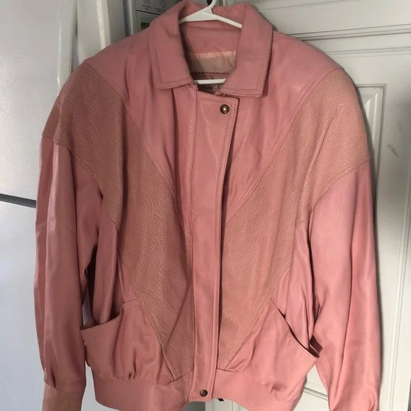 Pink Genuine Leather Jacket - Picture 1 of 7